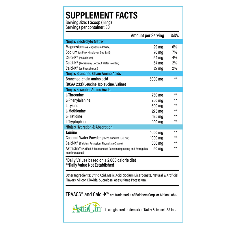 Ninja Recovery : BCAA & EAA Plus Electrolytes and Coconut Water