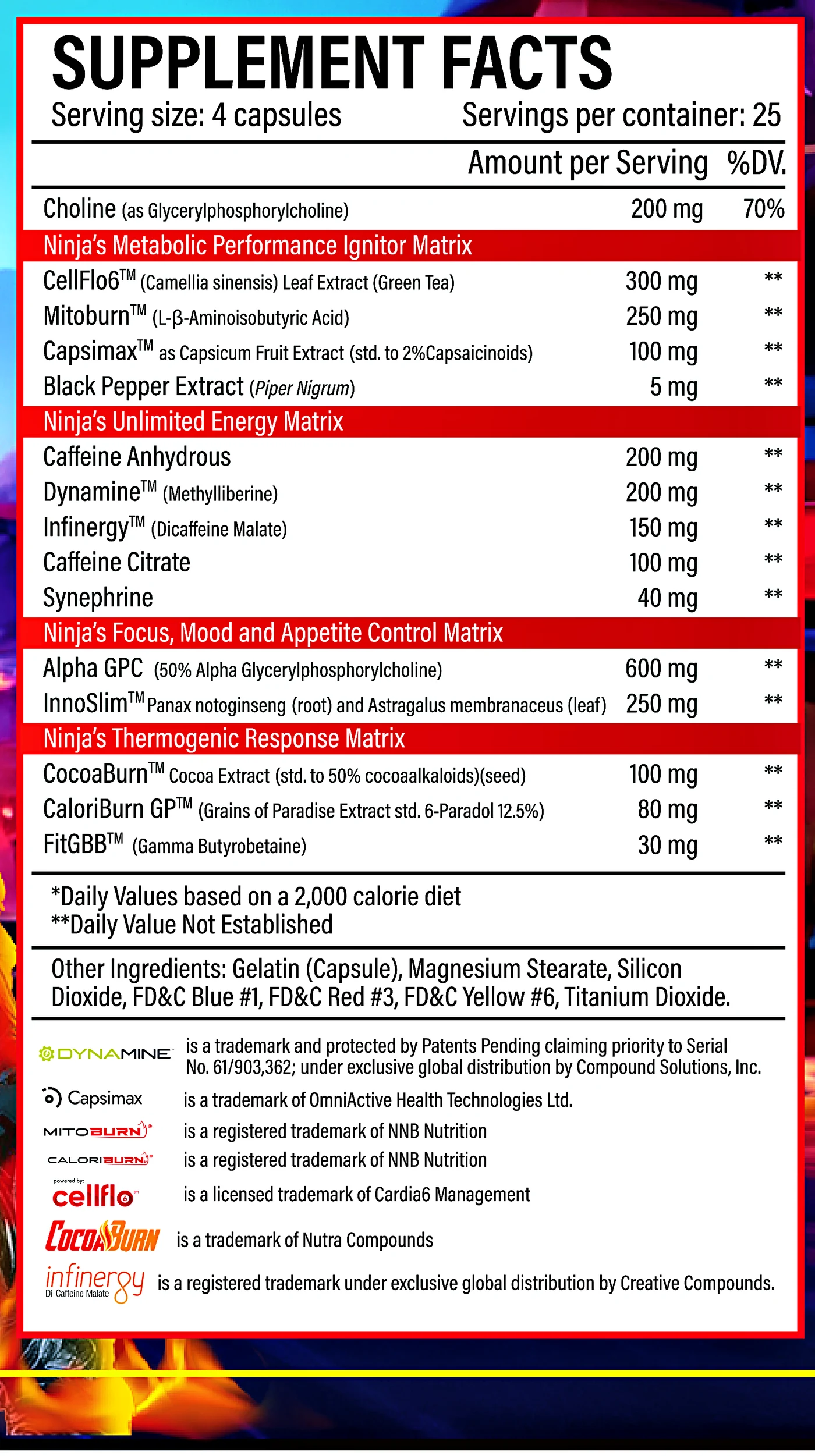 Ninja Burn supplement facts